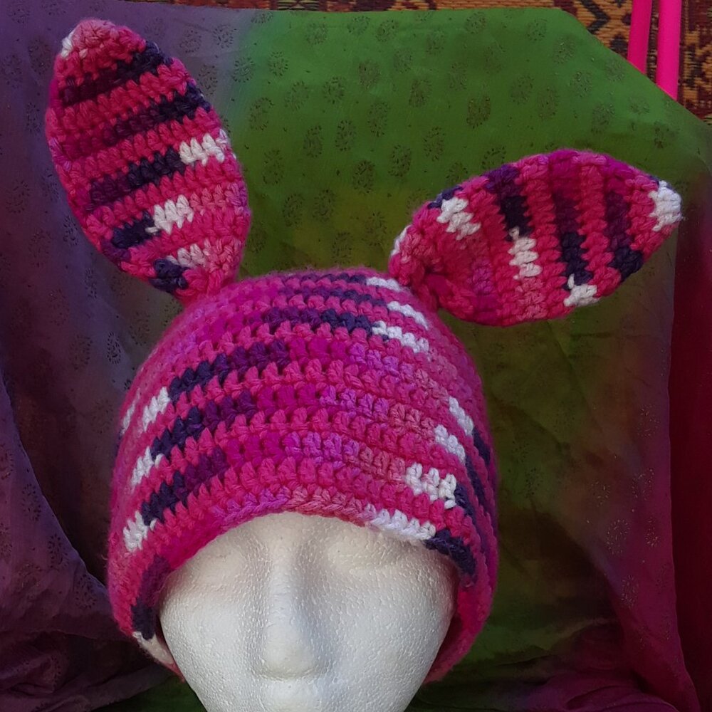 HANDMADE BUNNY EAR BEANIE -- PINK